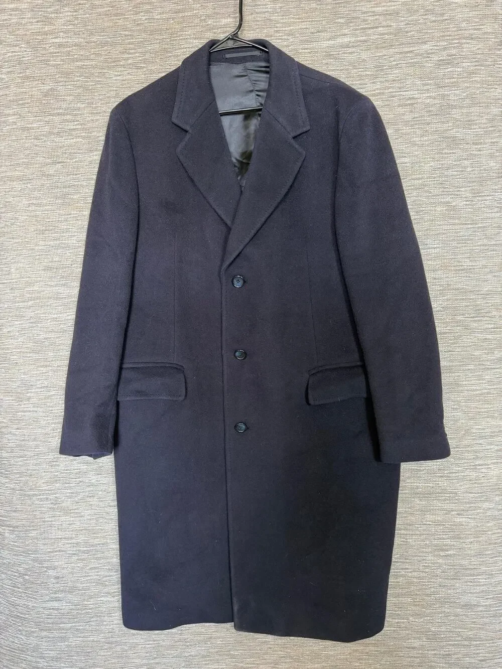 Vintage Fred Schubach Coat Mens Size 46 Black Wool Overcoat Made Yugoslavia 80s